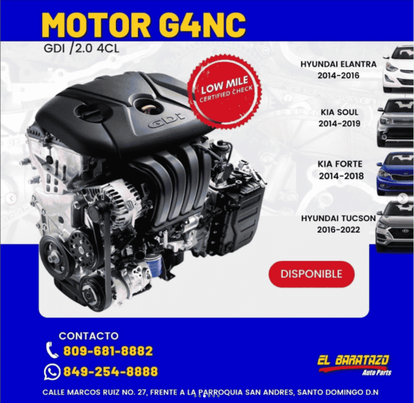 Motor GDI 2.0 G4NC, Hyundai Elantra, Tucson 2016-2022, Kia Forte