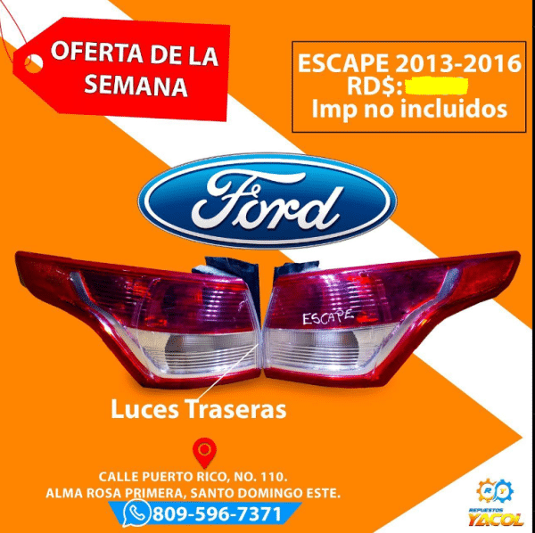 Farol Trasero Ford Escape 2013-2016 | Repuestos Yacol