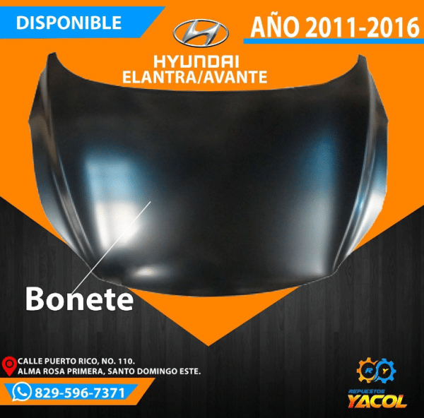 Bonete Hyundai Avante - Elantra 2011-2016 | Repuestos Yacol