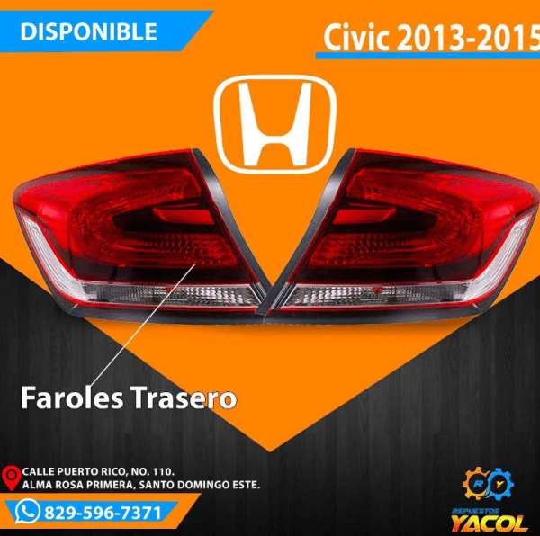 Mica Trasera Honda Civic 2013-2015 | Repuestos Yacol