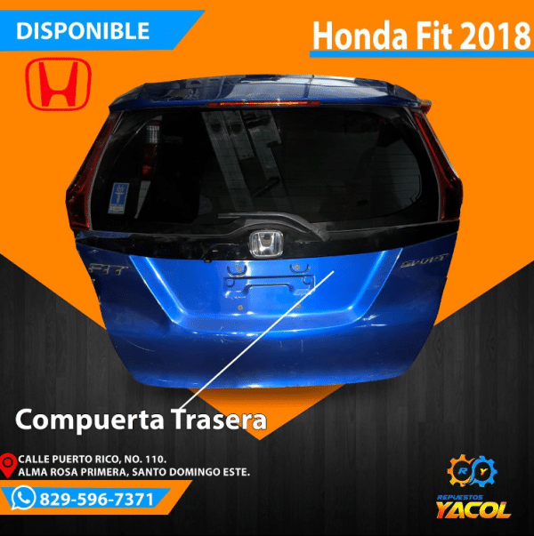 Compuerta Trasera Honda Fit 2015-20 | Repuestos Yacol