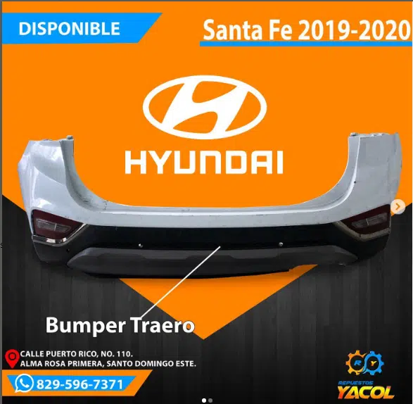Bumper Trasero Hyundai Santa Fe 2019-2020 | Repuestos Yacol